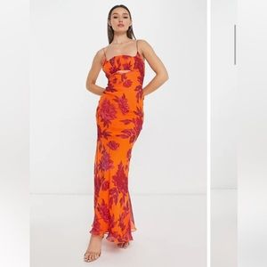 ASOS Design Floral Cutout Bias Cut Slipdress